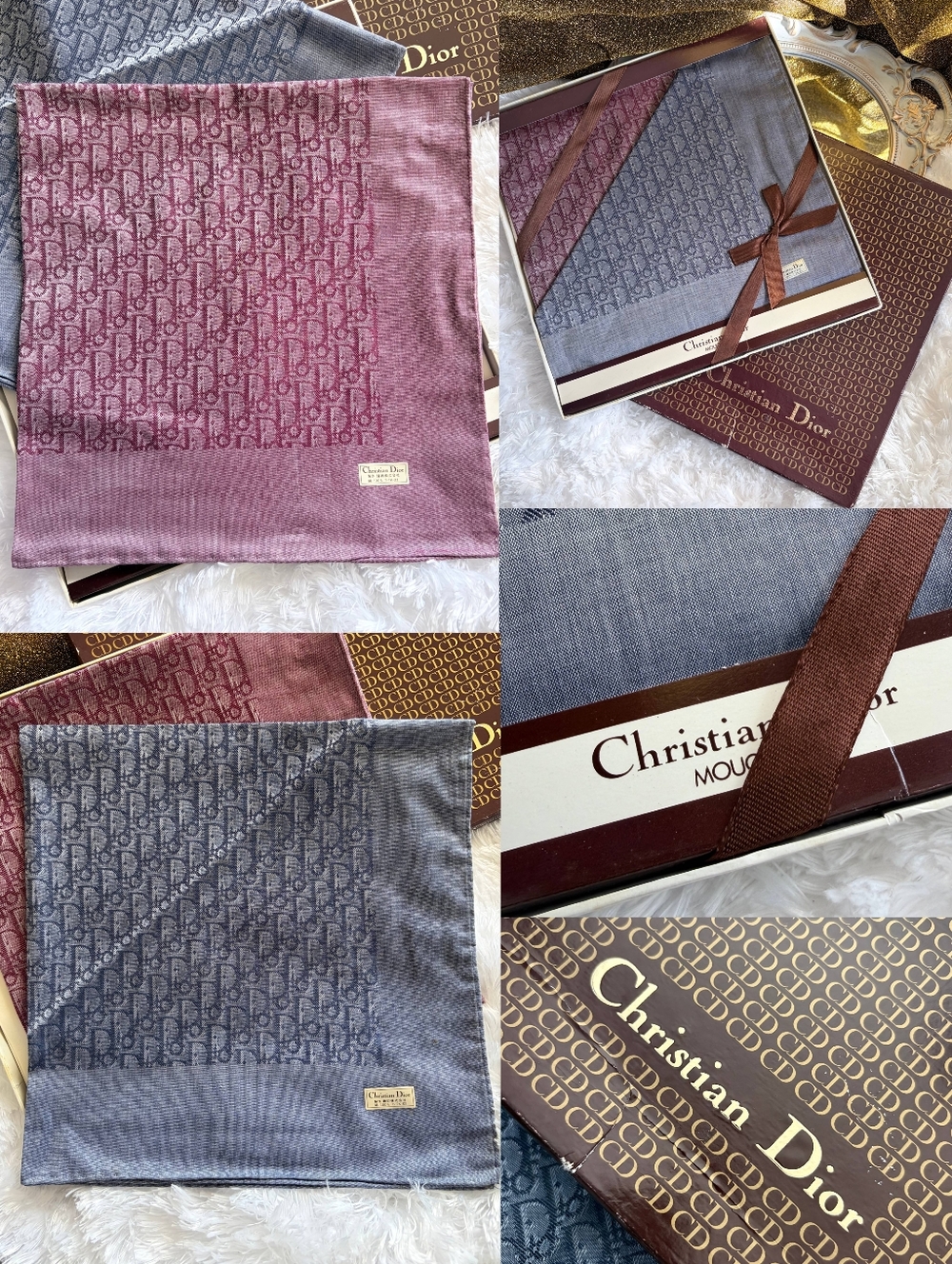 New Christian Dior Vintage Monogram Bandana Scarf Small / Handkerchief